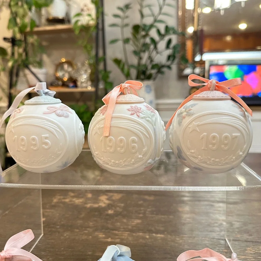 Lladro Porcelain Ball Annual Christmas Ornament 1992 through 1997 Vintage Lot